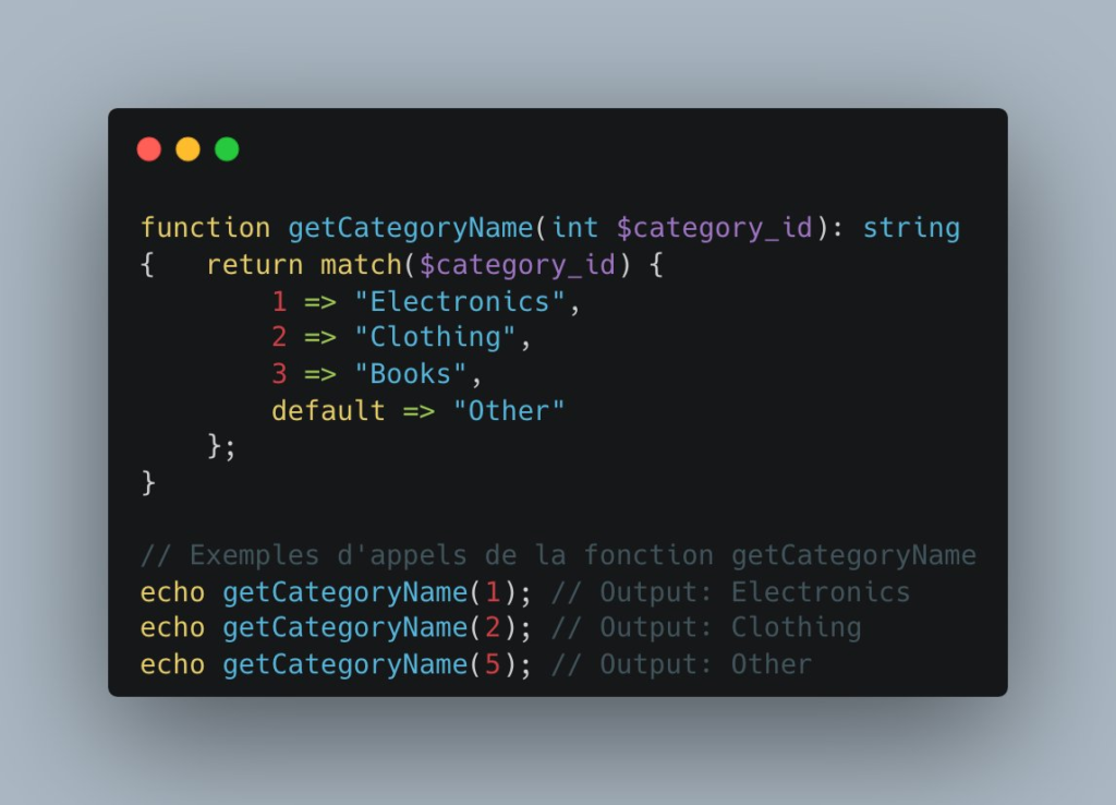 Nouvelle fonctionnalité du langage : match