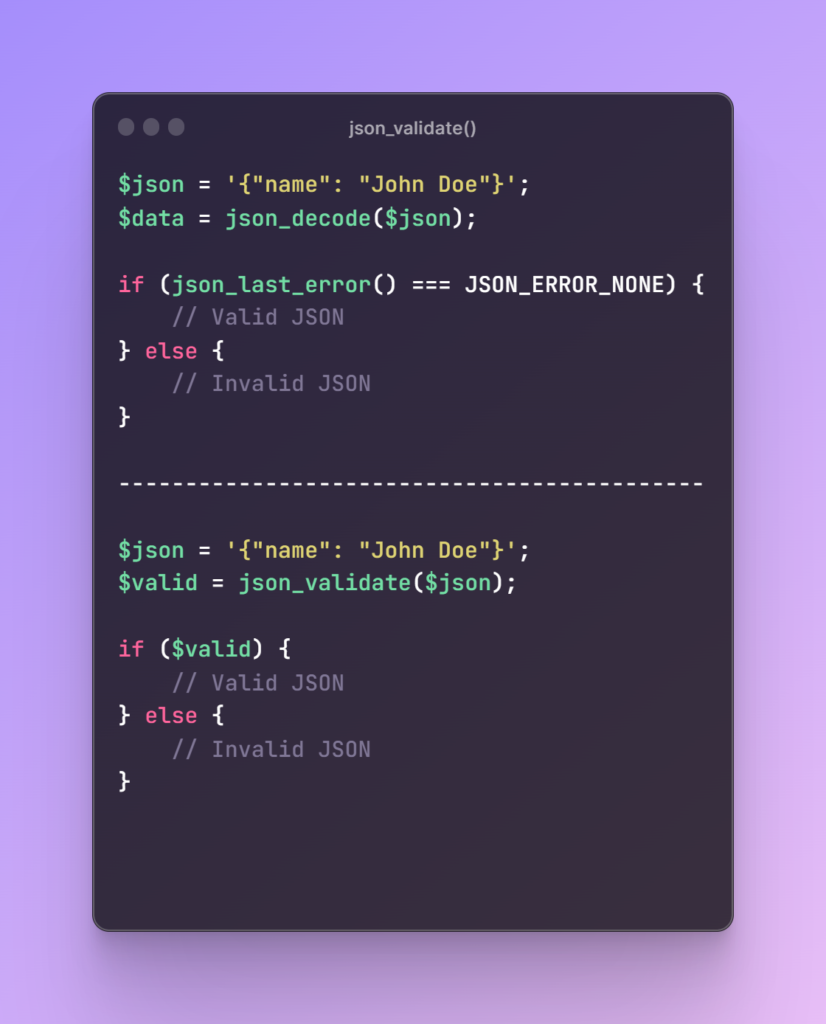 Ajout de la fonction json_validate()